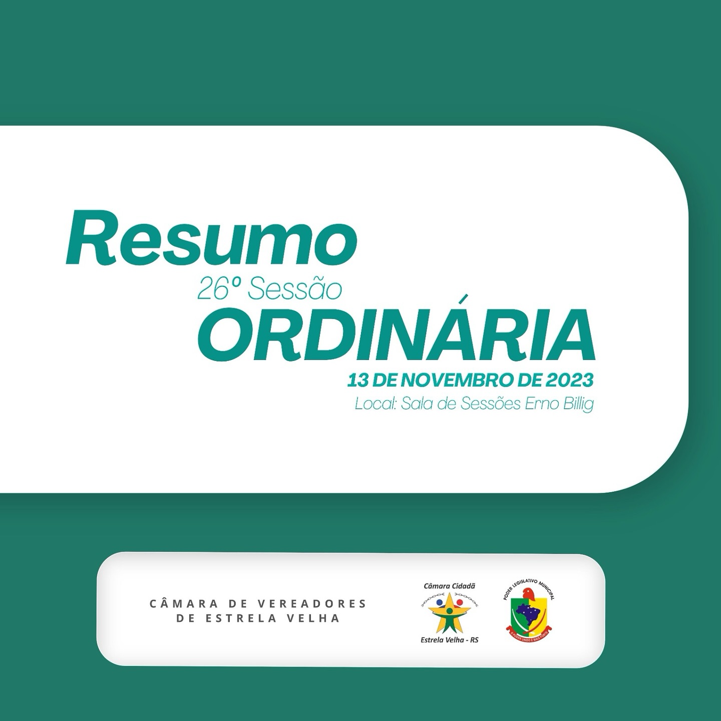 RESUMO DA 26º SESSÃO ORDINÁRIA DE 2023