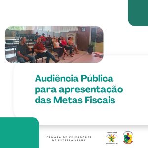 Na tarde de hoje, foi realizado Audiência Pública para a apresentação das Metas Fiscais, que trata a Lei de Responsabilidade Fiscal, abordando o exercício fiscal do ano de 2023.