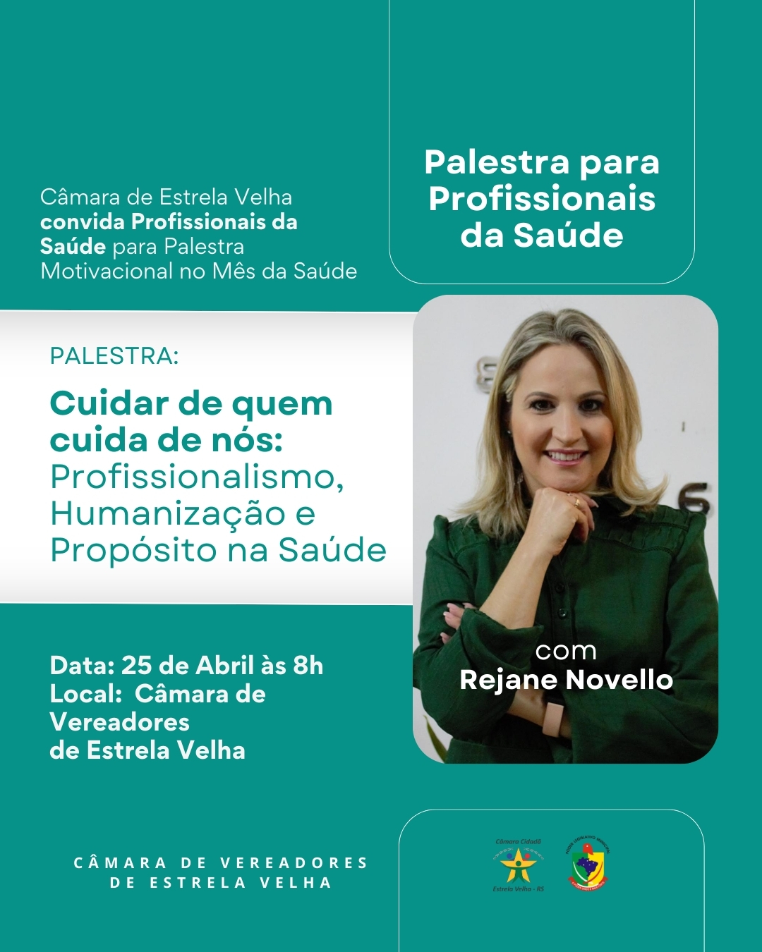 Câmara de Vereadores promove palestra motivacional com foco na humanização, profissionalismo e bem-estar no ambiente de trabalho.