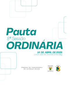 PAUTA DA 8ª SESSÃO ORDINÁRIA