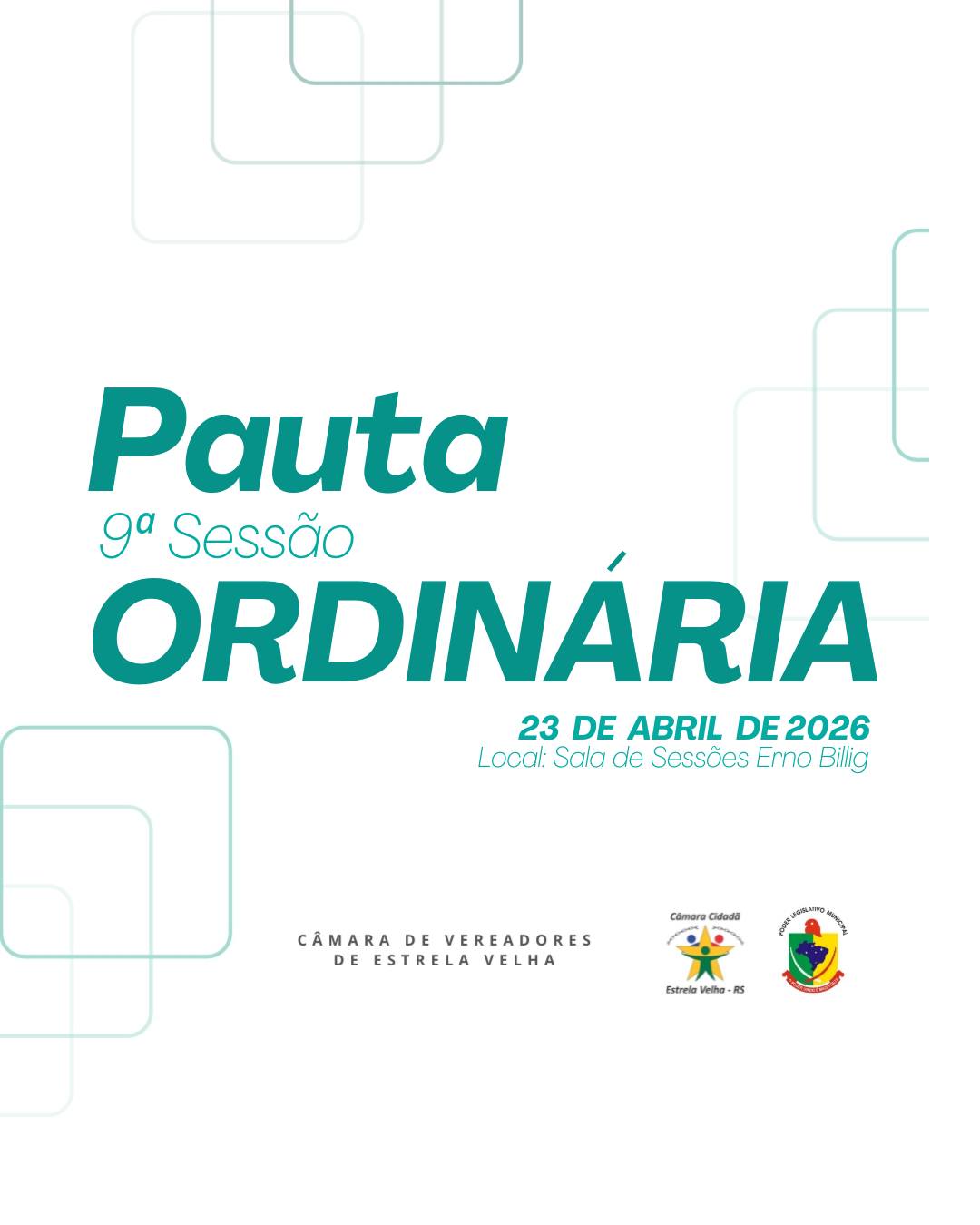 PAUTA DA 9ª SESSÃO ORDINÁRIA
