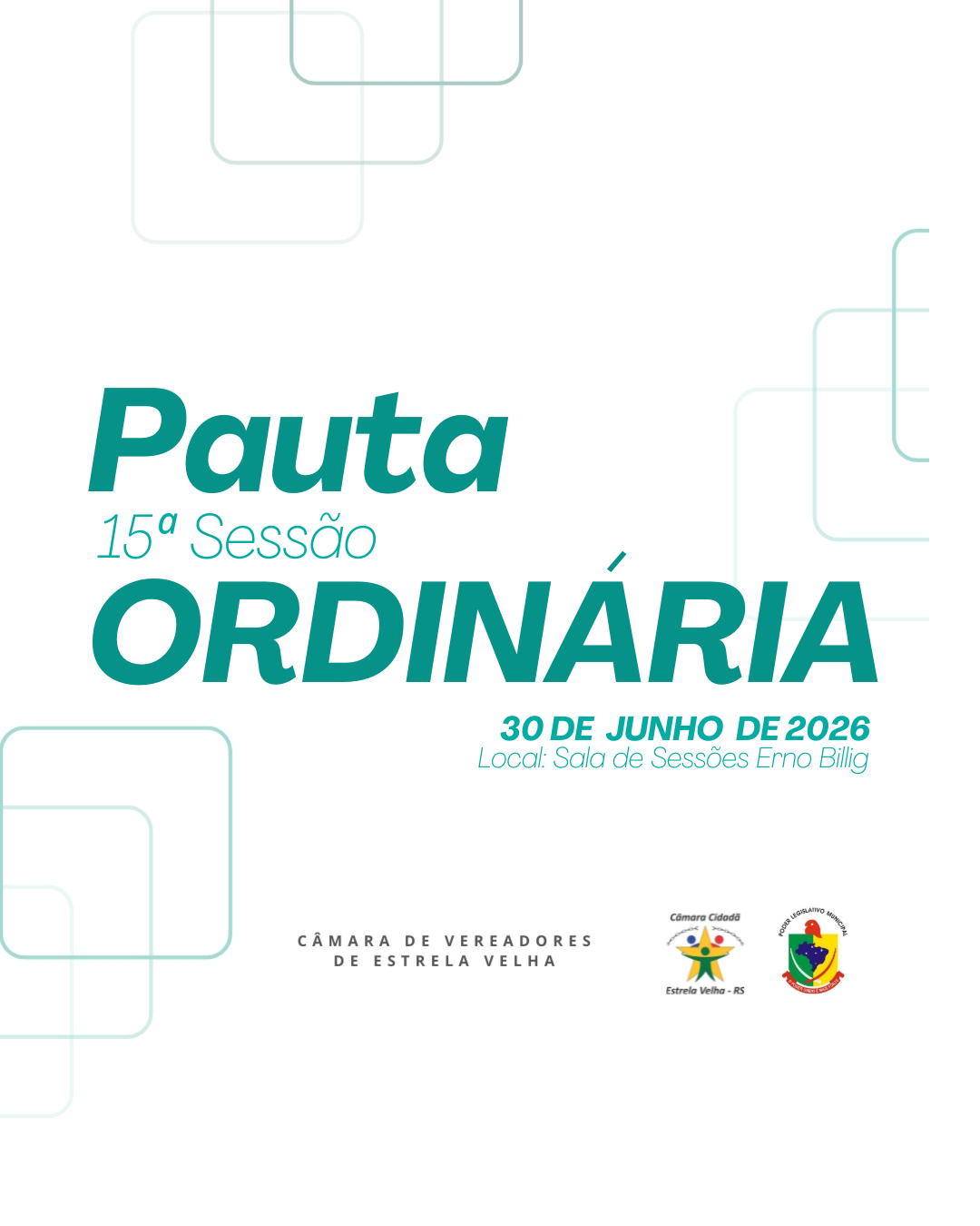 PAUTA DA 15º SESSÃO ORDINÁRIA