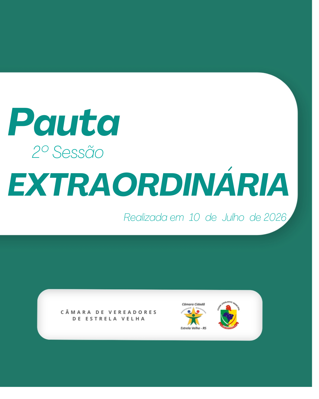 PAUTA DA 02º SESSÃO EXTRAORDINÁRIA DE 2026.