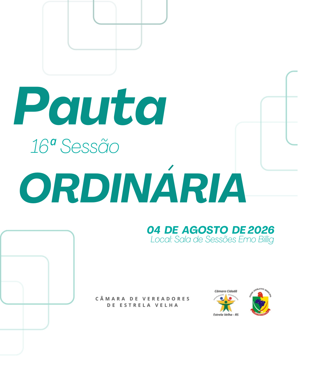 PAUTA DA 16º SESSÃO ORDINÁRIA